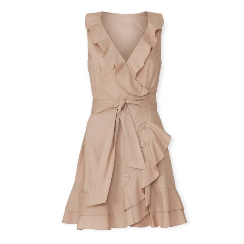 Marissa Webb khaki ruffle wrap dress